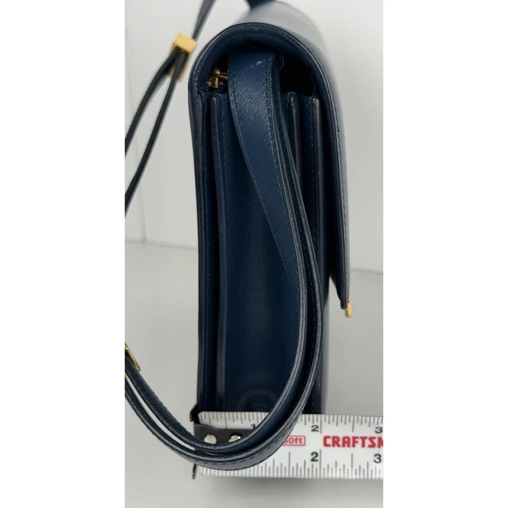 Celine Classic Box Bag Medium Blue Calfskin Leather Gold-Tone Hardware R1 - Picture 12 of 16
